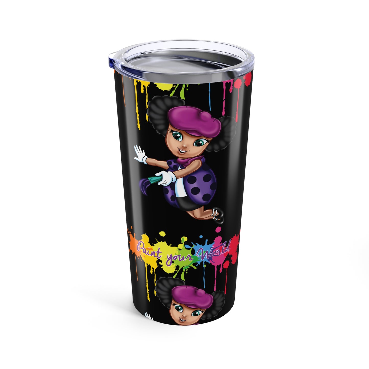 20oz Paint-Splash Tumbler with Colorful Witch Design