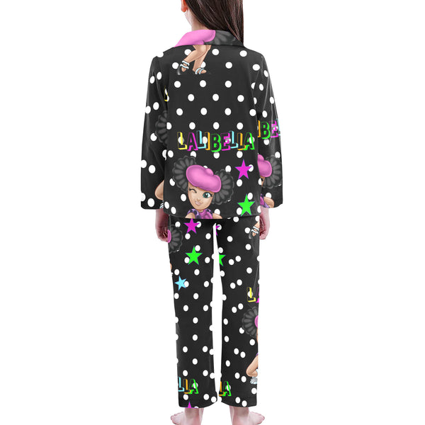 Lalibella Polk-a-dot Pajamas Big Girls' V-Neck Long Pajama Set