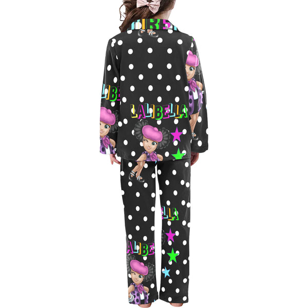 Lalibella Polk-a-dot Pajamas Little Girls' V-Neck Long Pajama Set