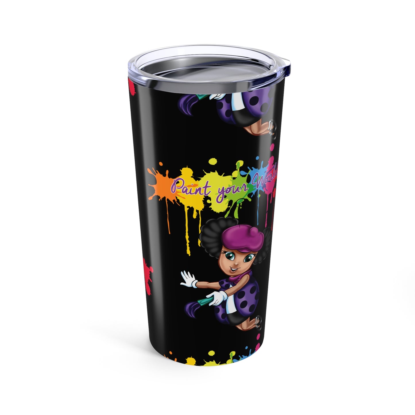 20oz Paint-Splash Tumbler with Colorful Witch Design