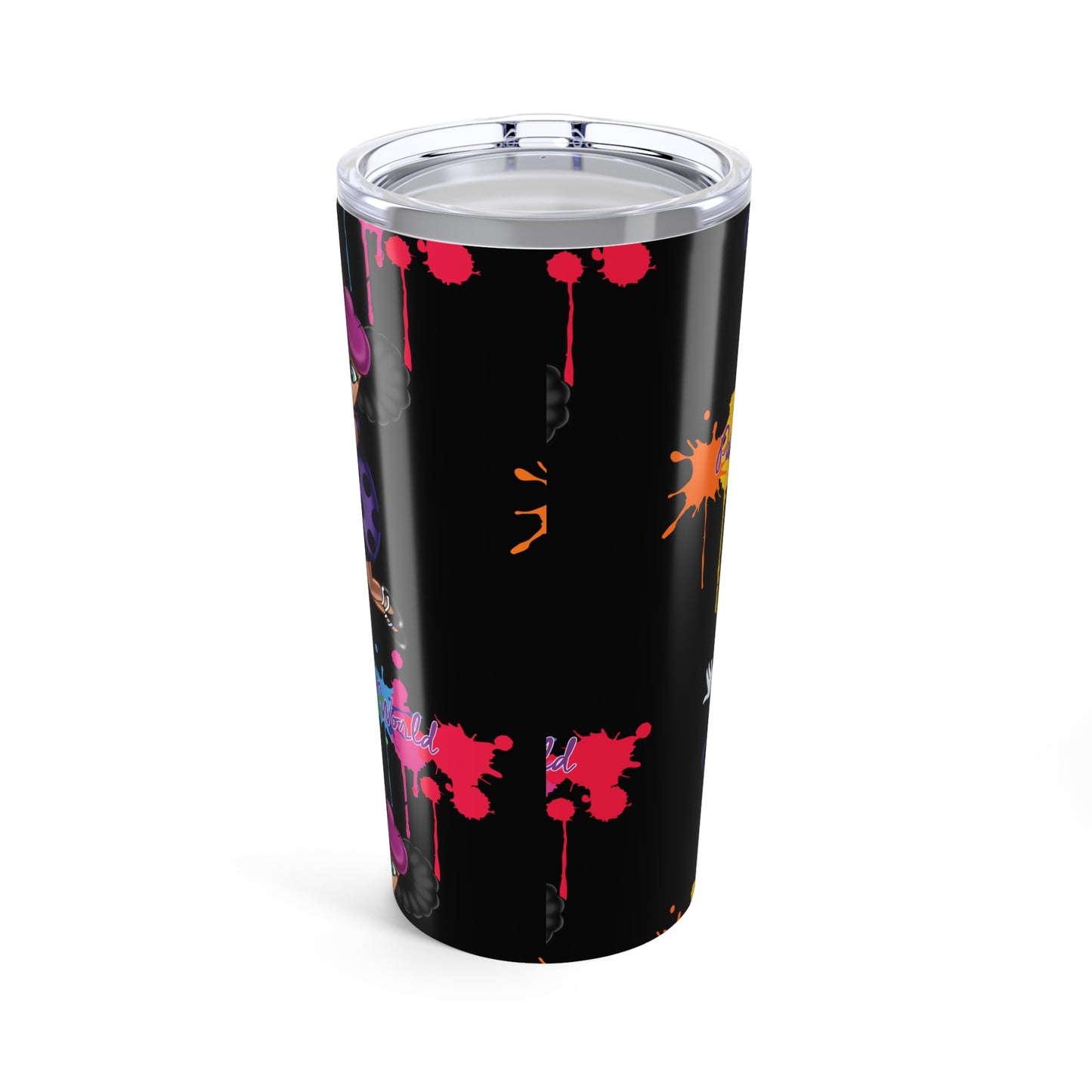 20oz Paint-Splash Tumbler with Colorful Witch Design