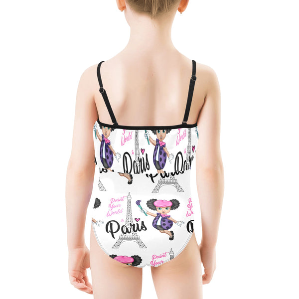 Lalibella in Paris Swimsuit Kids' Spaghetti Strap Ruffle Swimsuit (Model S26)