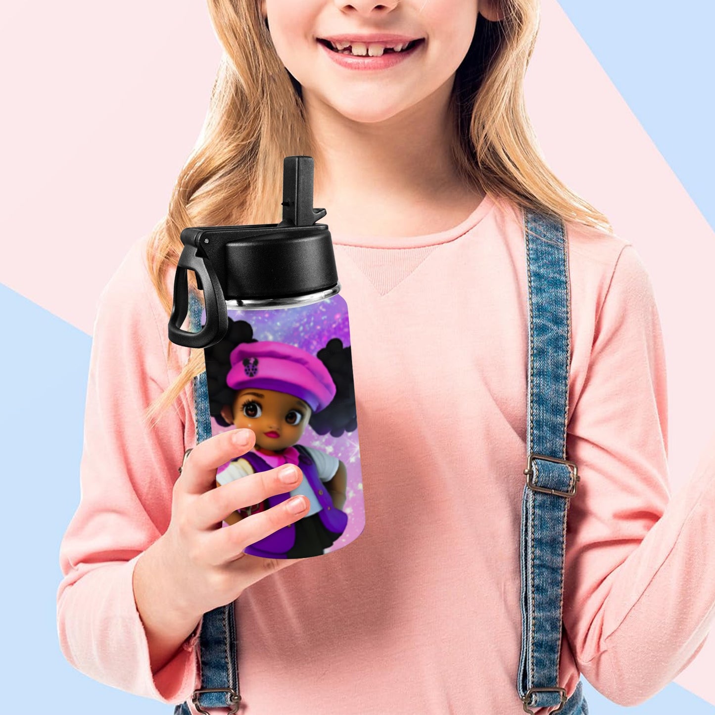 Lalibella "Full of Love "Tumbler Kids Water Bottle with Straw Lid (12 oz)