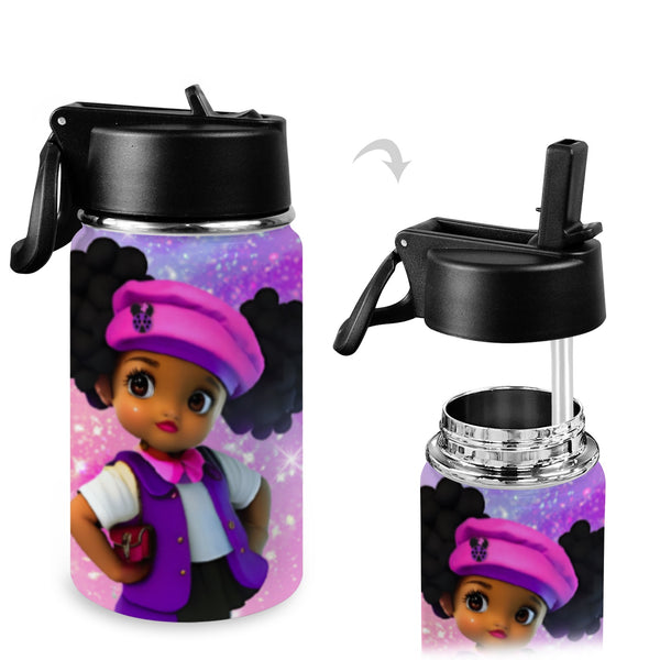 Lalibella "Full of Love "Tumbler Kids Water Bottle with Straw Lid (12 oz)